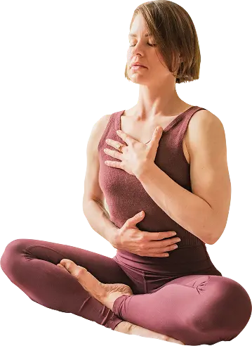 Chakra Alignment Workbook cover theme, a hand resting on the chest at an energy center